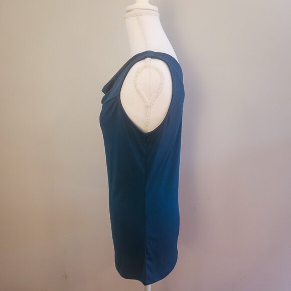 NWOT The Limited S Sleeveless Cowl Neck Teal Blue Blouse Top Small - Picture 5 of 6